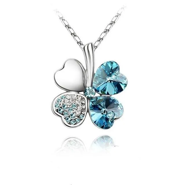 Austrian Crystal  four Leaf Clover pendant necklaces