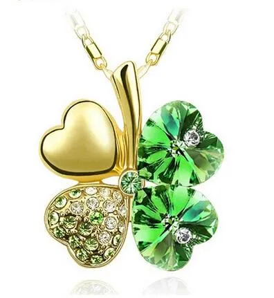 Austrian Crystal  four Leaf Clover pendant necklaces