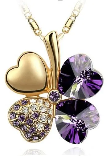 Austrian Crystal  four Leaf Clover pendant necklaces