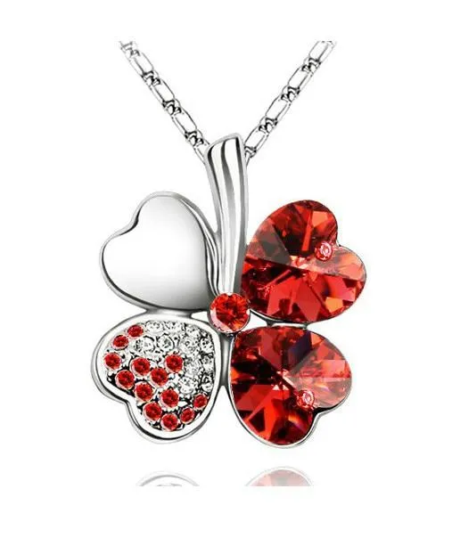 Austrian Crystal  four Leaf Clover pendant necklaces