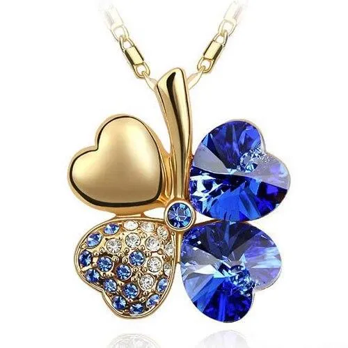 Austrian Crystal  four Leaf Clover pendant necklaces
