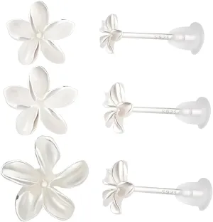 Beebeecraft 1 Box 3 Pairs Tiny Flower Stud Earrings 3 Sizes 4.5mm 6mm 7mm 925 Sterling Silver Ear Studs Small Cartilage Tragus Post Pin Piercing Earrings Jewelry Crafts for Women Earrings Gifts