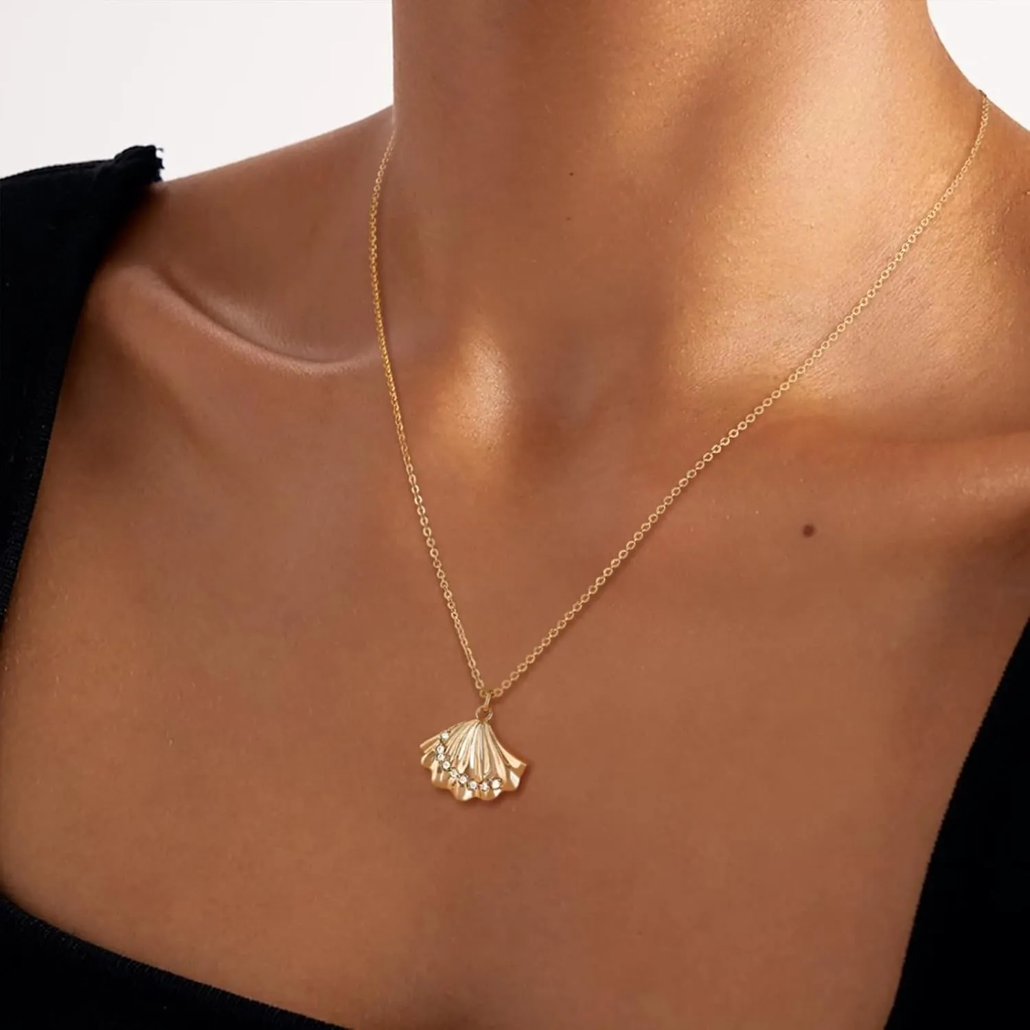 BENEIGE Gold Necklace For Women 14K Gold Plated Cubic Zirconia Charm Necklaces Pendant Jewelry Gifts