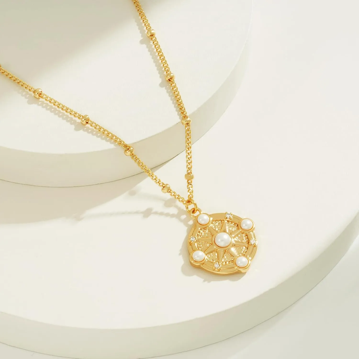 BENEIGE Gold Necklace For Women 14K Gold Plated Cubic Zirconia Charm Necklaces Pendant Jewelry Gifts