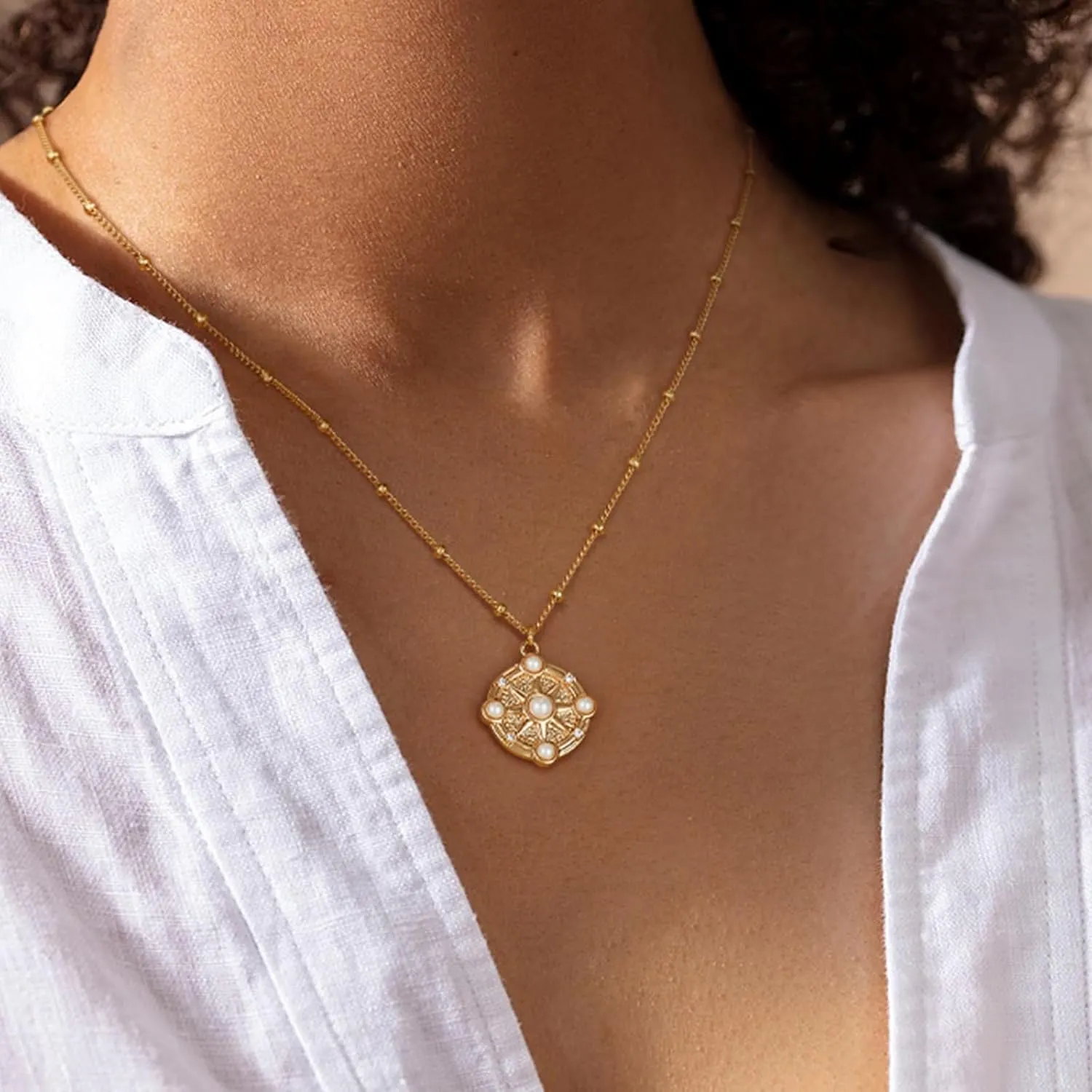 BENEIGE Gold Necklace For Women 14K Gold Plated Cubic Zirconia Charm Necklaces Pendant Jewelry Gifts