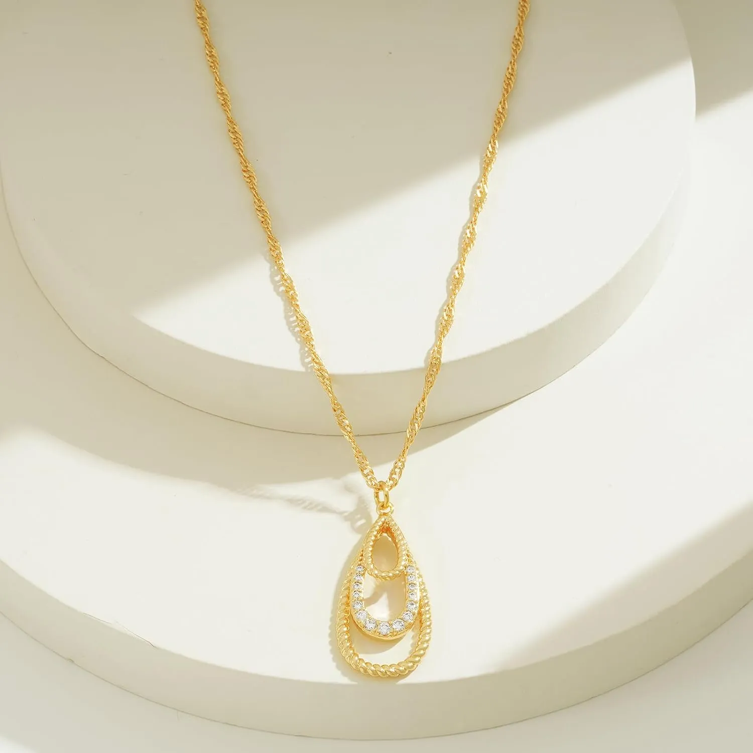 BENEIGE Gold Necklace For Women 14K Gold Plated Cubic Zirconia Charm Necklaces Pendant Jewelry Gifts