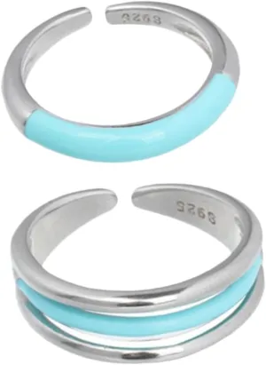 BESPORTBLE 2Pcs Open Adjustable Aesthetic Rings for Women Line Design Statement Ring Unique Valentine's Day Mother's Day Present