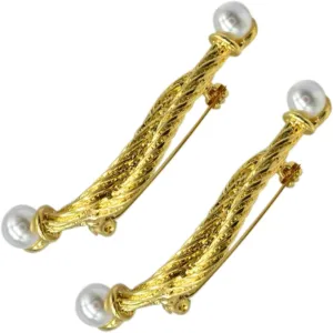 BESPORTBLE 2Pcs Vintage Pearl Twisted Knot Brooches for Women Clothing Accessories Elegant Golden Brooch Pins for Dresses and Coats