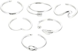 BESPORTBLE 6pcs Open Ring Alloy Jewelry Stackable Ring Set for Daily Wear Occasions