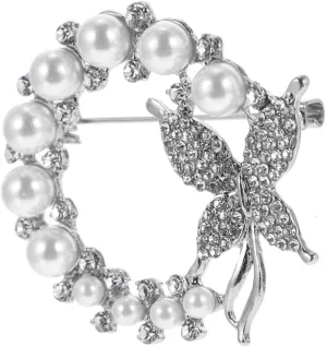 BESPORTBLE Pearl Butterfly Brooch Pin for Brooches Pearl Brooch Rhinestone Brooch Collar Button Clothing Accessory