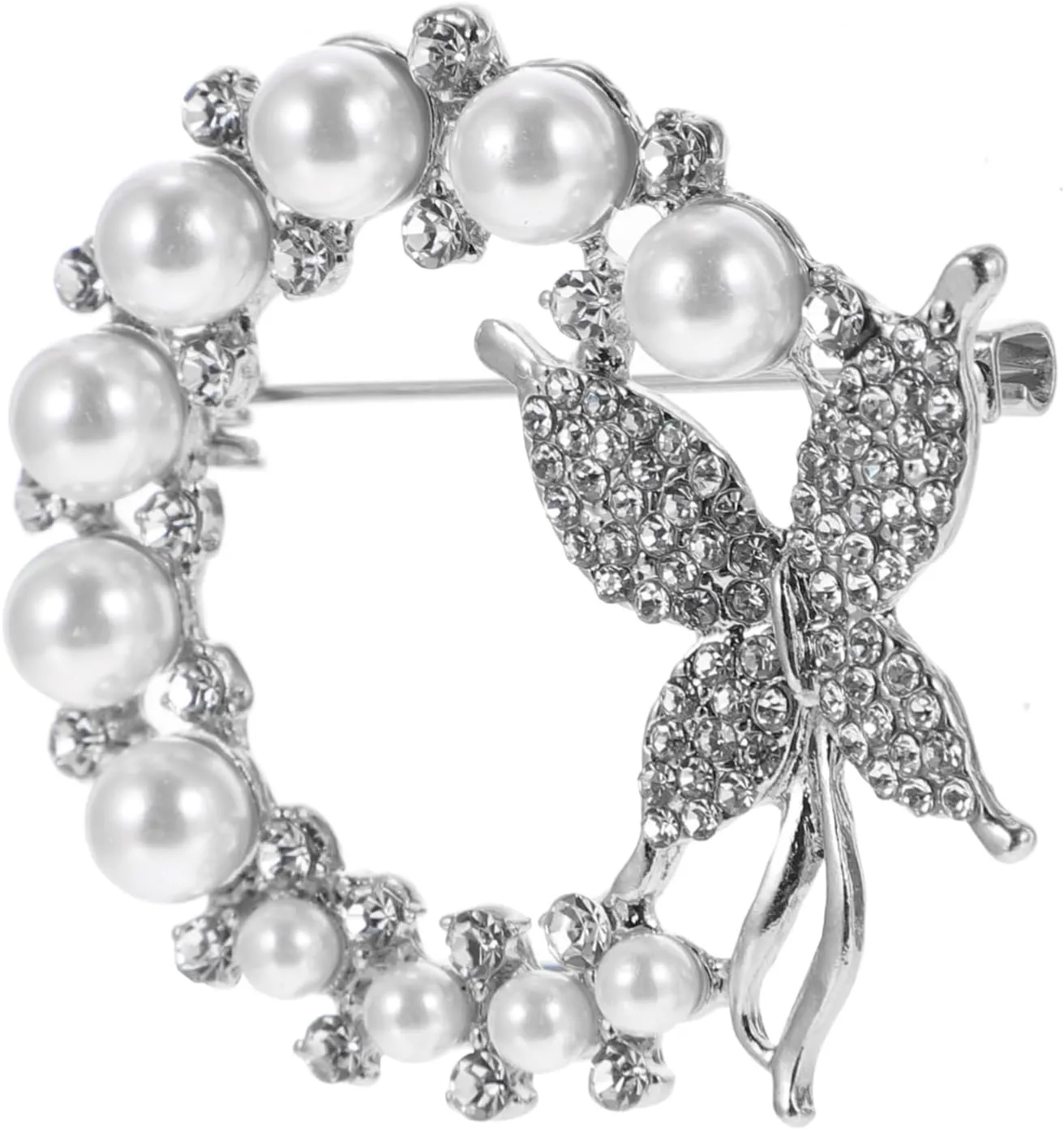 BESPORTBLE Pearl Butterfly Brooch Pin for Brooches Pearl Brooch Rhinestone Brooch Collar Button Clothing Accessory
