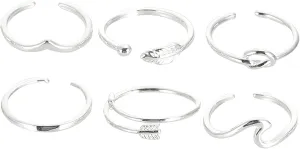 BESTYASH 6pcs Stackable Thumb Rings Adjustable Finger Jewelry for Women Fashion Ring Set