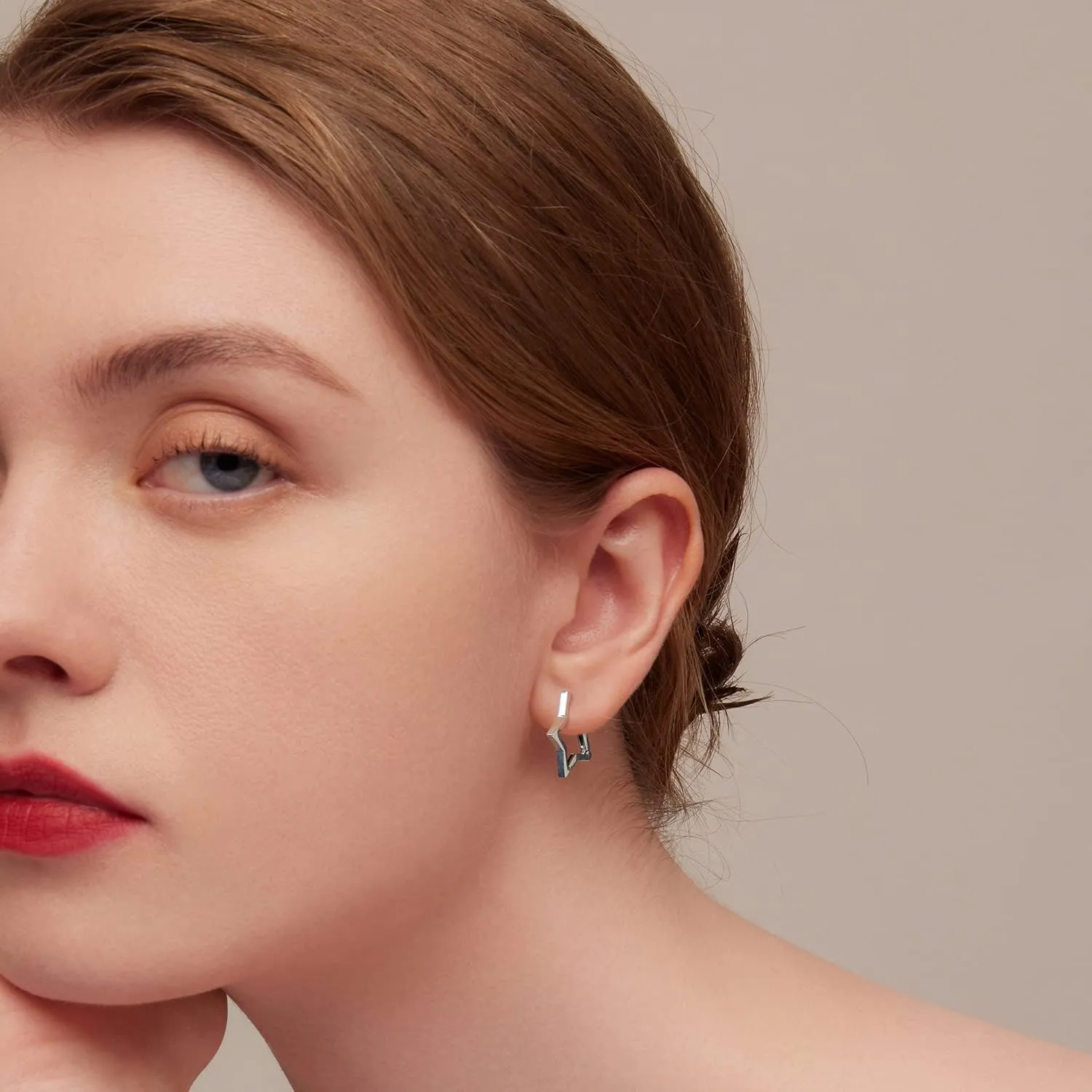BISAER Star Earrings 925 Sterling Silver Cute Hoop Earrings for Women Hypoallergenic Small Sleeper Tragus Hoop Earrings Cartilage Jewelry Gifts