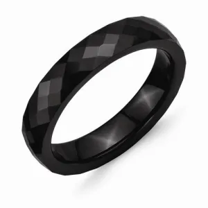 Black Ceramic 4mm Faceted Polished Band