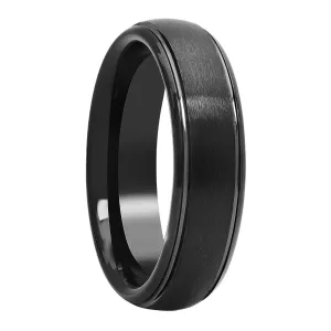Black Matte Finish Tungsten Domed Wedding Band, 6mm