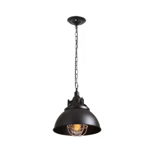 Black Metal Pendant Light with Clear Glass Shade for Living Room Ceiling - Factory-Made Domed Design
