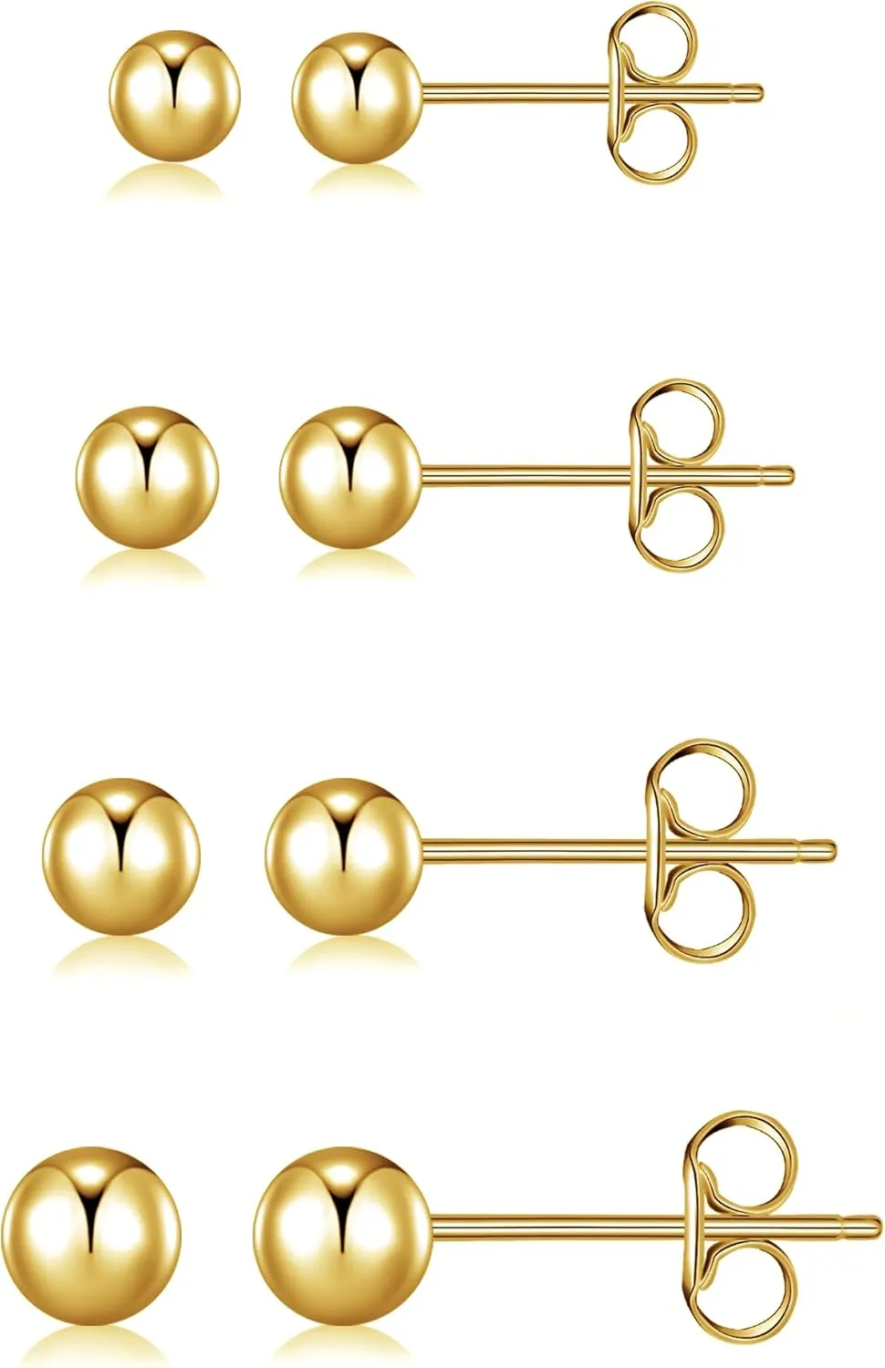 BMMYE Stainless Steel Earrings for Women,Small Stud Earrings with Cubic Zirconia Earrings Studs Set Waterproof Sensitive Earrings Hypoallergenic Stainless Steel Stud Earring for Women