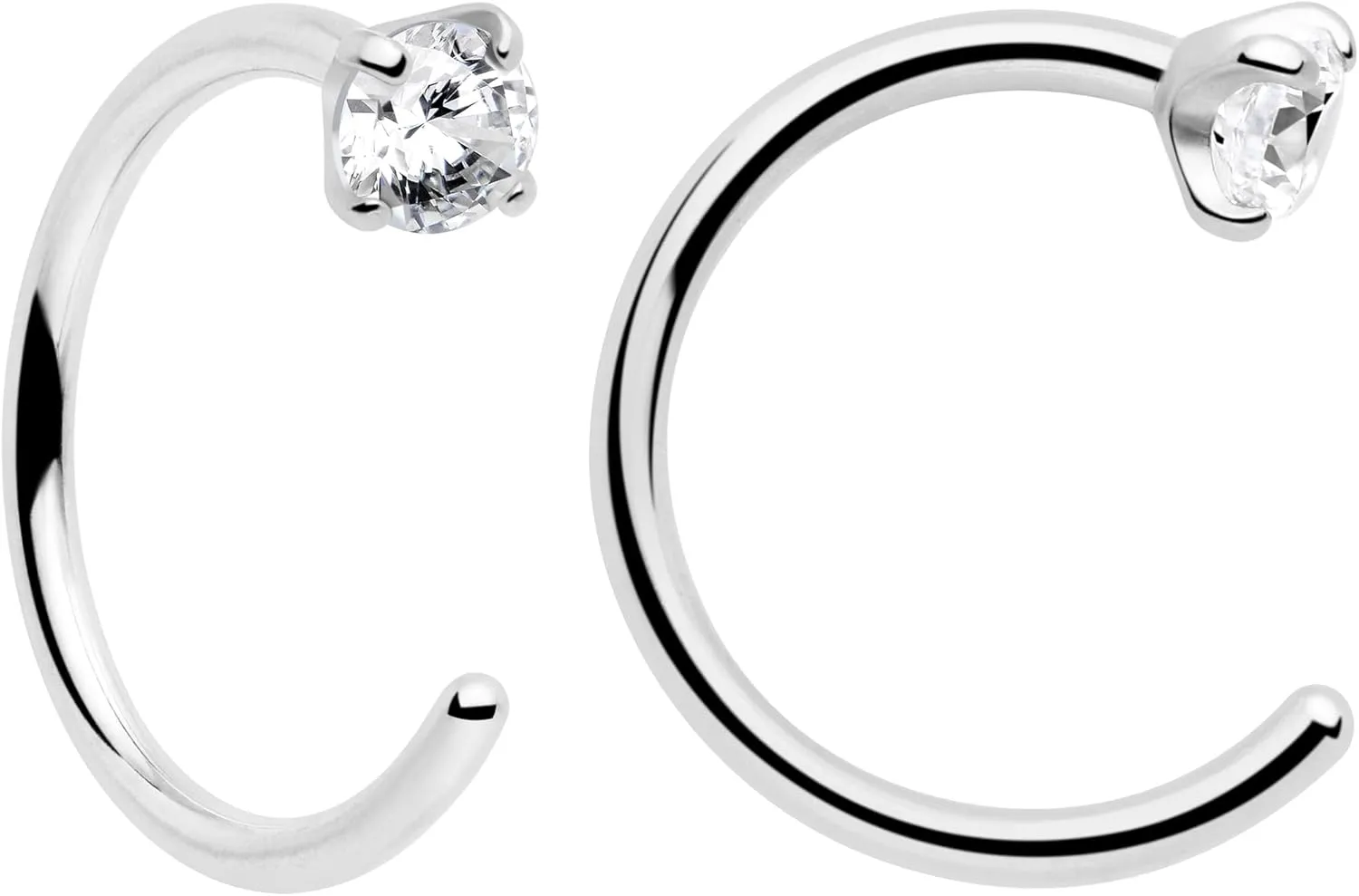 Body Candy Half Hoop Implant Grade Titanium Dazzling Round Open Hoop Earrings for Women Huggie Hoops