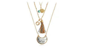 Bohemian Style Multilayer Stone Tassels Necklace