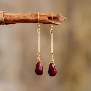 Boho Earrings, Dangle Earrings, Gold Red Jaspers