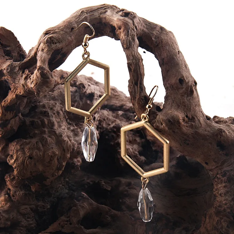 Boho Earrings, RH Dangle Earrings, Hexagon Loop