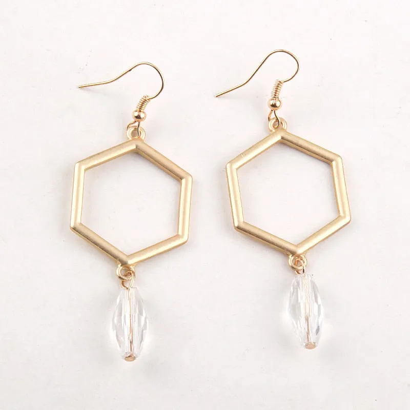 Boho Earrings, RH Dangle Earrings, Hexagon Loop