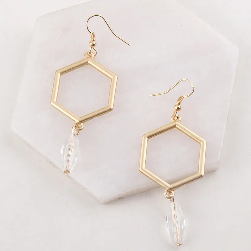 Boho Earrings, RH Dangle Earrings, Hexagon Loop