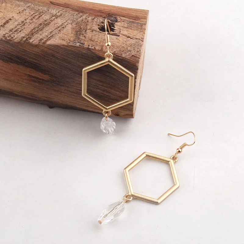 Boho Earrings, RH Dangle Earrings, Hexagon Loop