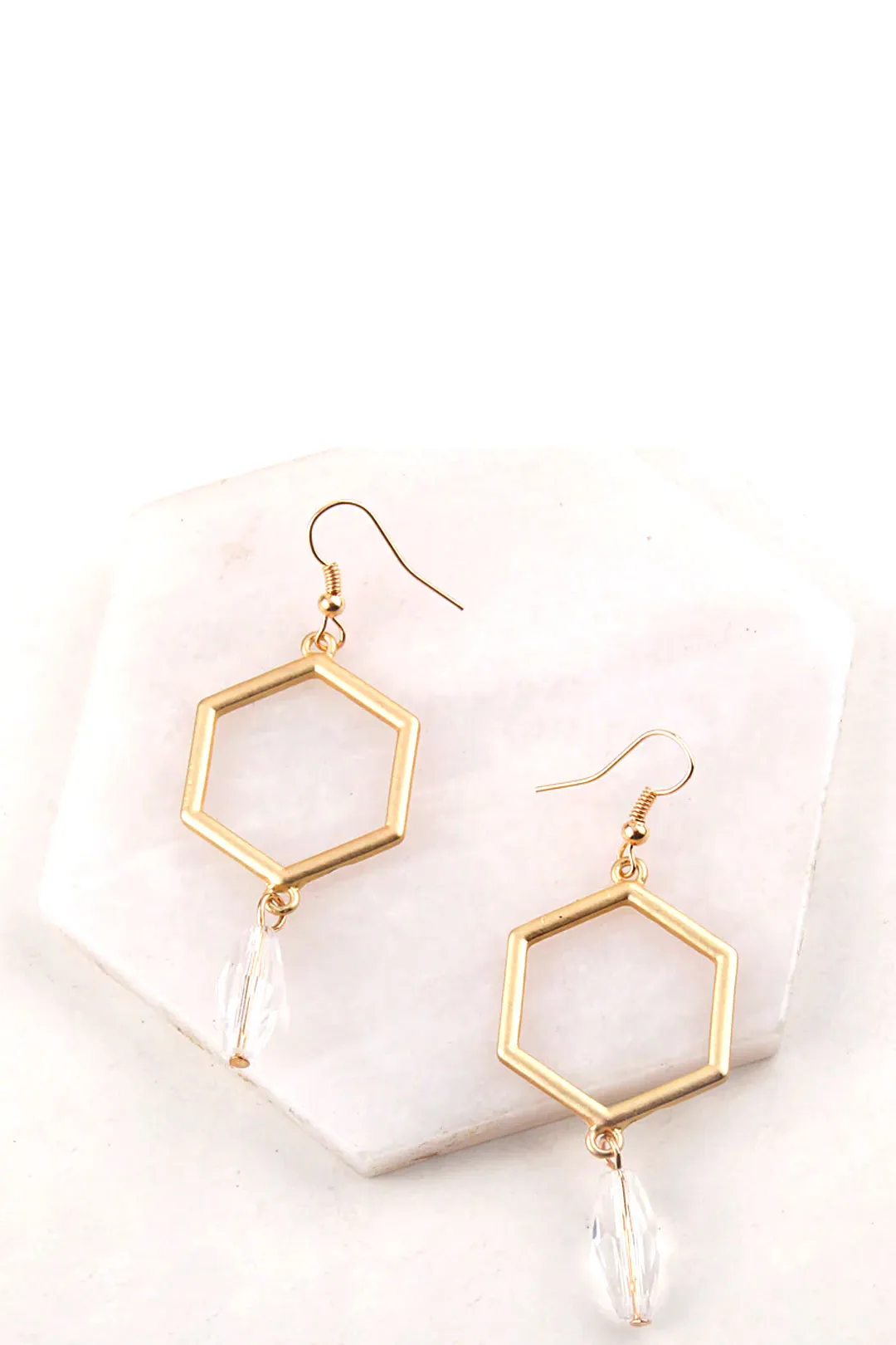 Boho Earrings, RH Dangle Earrings, Hexagon Loop