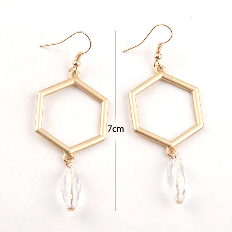 Boho Earrings, RH Dangle Earrings, Hexagon Loop