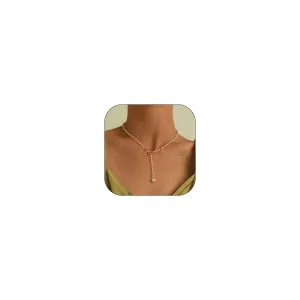 Bow Necklace Gold Pearl Necklace Cute Pearl Beaded Choker Necklace Pearl Y Lariat Necklace Rhinestone Heart Pendant Necklace Dainty Bow Jewelry Gifts