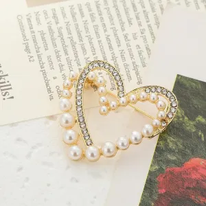 Brooches for Women Heart Shape Pearl Rhinestone Hat Jewelry Brooch Pins Lapel Pins Creative Jewelry for Dress Clothes Sweaters Scarf Backpack Bags Decorations 