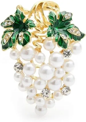 Brooches Full White Pearl Grape Brooches Women Alloy Weddings Banquet Brooch Pins Gifts Women