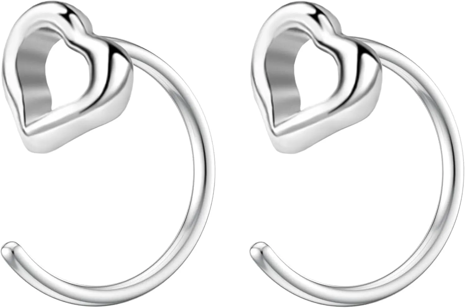 Cat Half Hoop Earrings for Women 925 Sterling Silver Comfy C Hoops for Cartilage Comfortable Earring to Sleep In Hypoallergenic Open Huggies