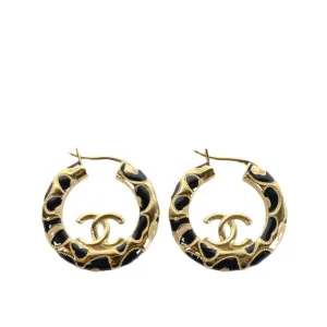Chanel Earrings Hoop Enamel Gold