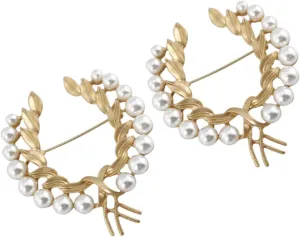 Chic Brooches Set Imitation Pearl and Gold Brooches for Women for Outfits