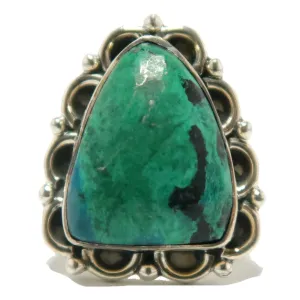 Chrysocolla Ring Refined Art Sterling Silver Size 6.0