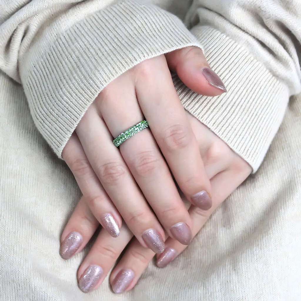 CJ3537 Wholesale Women's Stainless Steel Top Grade Crystal Peridot Infinite Sparkle Ring