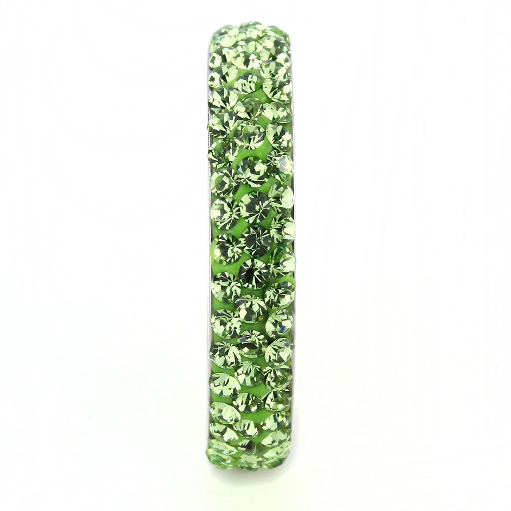 CJ3537 Wholesale Women's Stainless Steel Top Grade Crystal Peridot Infinite Sparkle Ring