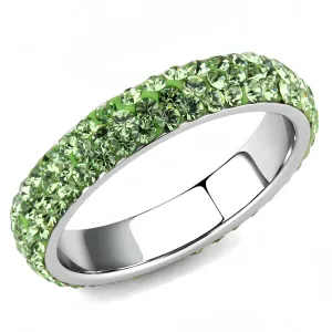 CJ3537 Wholesale Women's Stainless Steel Top Grade Crystal Peridot Infinite Sparkle Ring