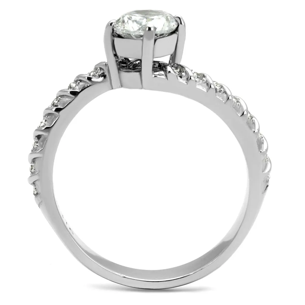 CJE3094 Wholesale Stainless Steel Clear Round CZ Spiral Eternity Ring