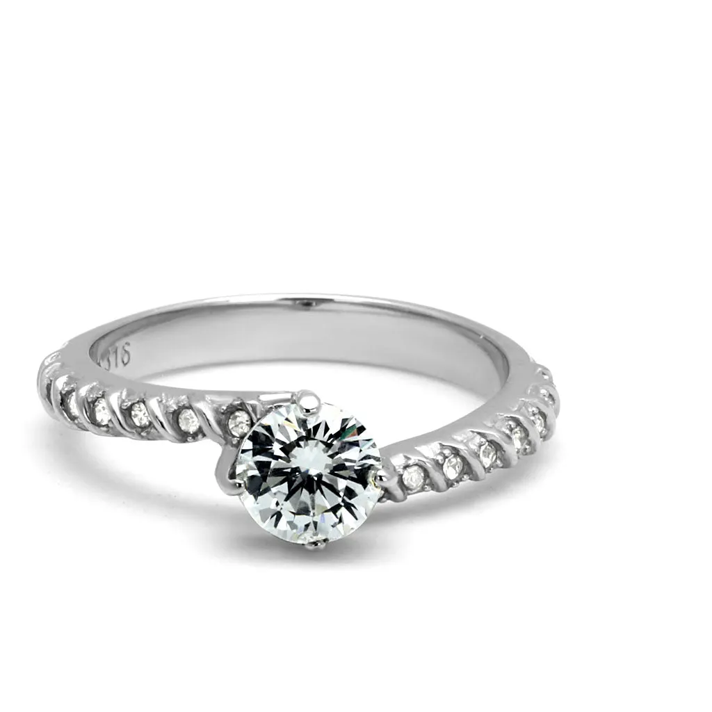 CJE3094 Wholesale Stainless Steel Clear Round CZ Spiral Eternity Ring
