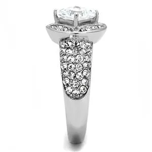 CJE3206 Wholesale Women's Stainless Steel Clear AAA Grade CZ Ring