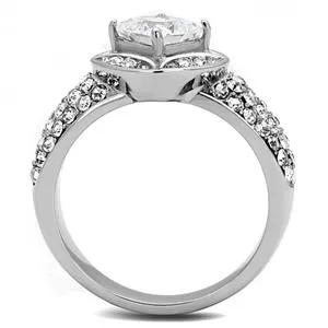 CJE3206 Wholesale Women's Stainless Steel Clear AAA Grade CZ Ring