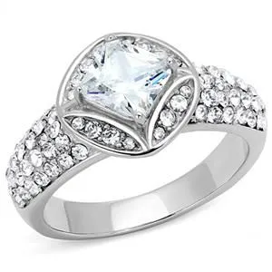 CJE3206 Wholesale Women's Stainless Steel Clear AAA Grade CZ Ring