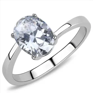 CJE3433 Wholesale Women's Stainless Steel Clear AAA Grade CZ Oval Ring