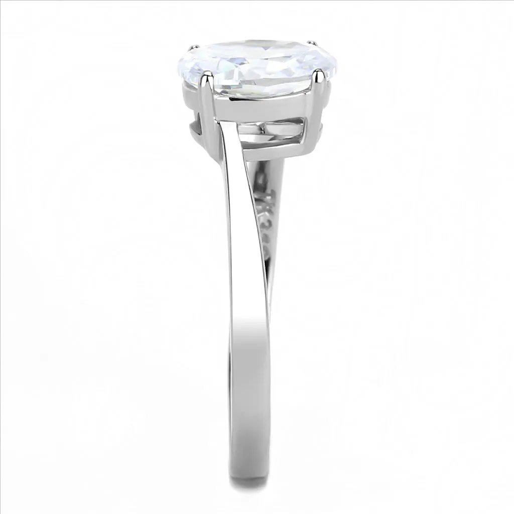 CJE3433 Wholesale Women's Stainless Steel Clear AAA Grade CZ Oval Ring