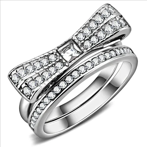 CJE3506 Wholesale Women Stainless Steel High polished (no plating) Top Grade Crystal Clear  Ring