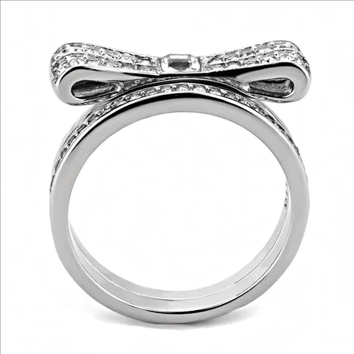 CJE3506 Wholesale Women Stainless Steel High polished (no plating) Top Grade Crystal Clear  Ring