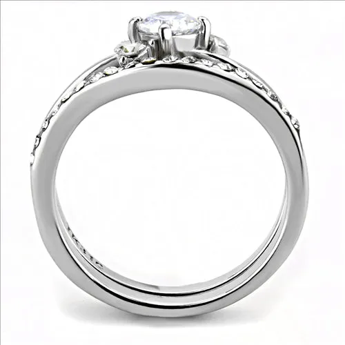 CJE3507 Wholesale Women Stainless Steel High polished (no plating) AAA Grade CZ Clear Ring